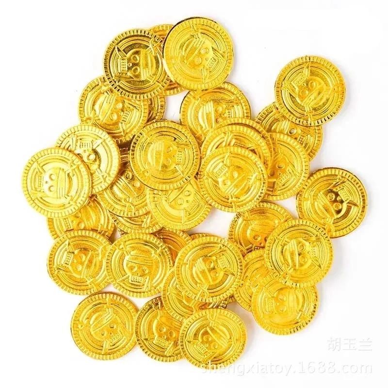50개 해적 금화 플라스틱 가짜 보물 동전 소품 할로윈 - Arcade Game Coin 리뷰 및 가격